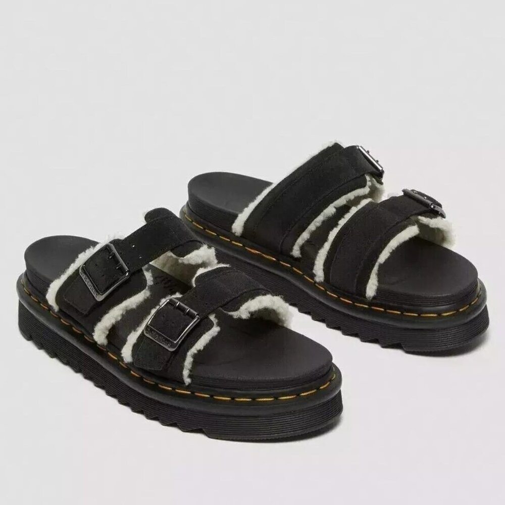 Dr. Martens Myles Faux Fur Platform Sandals Men's Sz 14 DOC MARTEN Suede